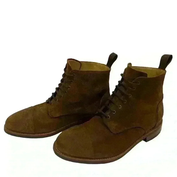 Taft Dragon Men's Rustic Brown Leather Cap Toe Lace Up Ankle Boots  size 8/ 41 - Picture 2 of 16